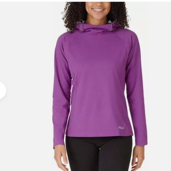 Fila Women's Funnel Neck Activewear Training Hoodie Pullover, Purple - Picture 2 of 3